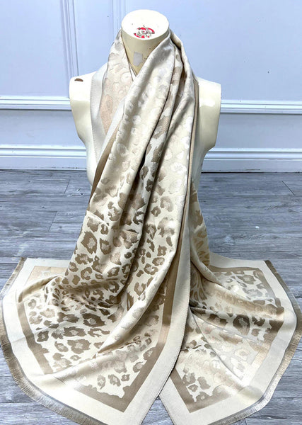 Gold/Coloured Leopard Print Scarf