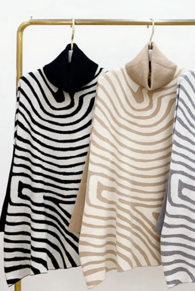 ‘Gaby’ Stripe Roll Neck Jumper