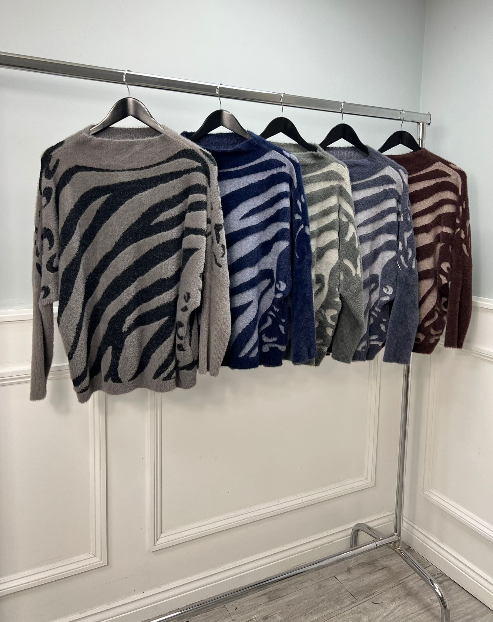 ‘Billie’ Fluffy Zebra Print Jumper