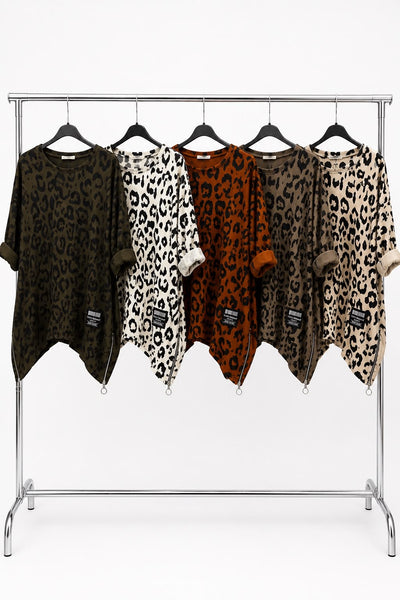 ‘Yaz’ Leopard Print Side Zip Top