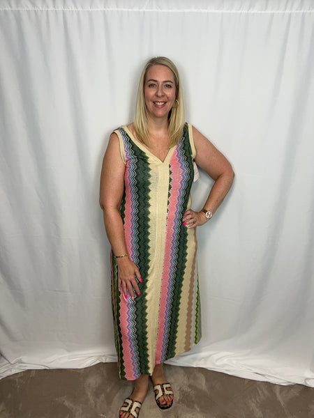 ‘Vicky’ Multicolour Zig-Zag Print Dress