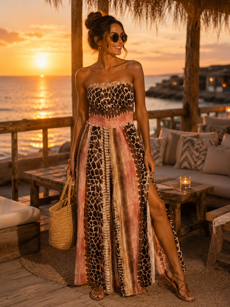 ‘Amanda’ Reptile Split Leg Jumpsuit