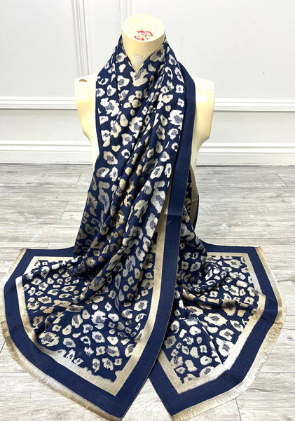 Gold/Coloured Leopard Print Scarf