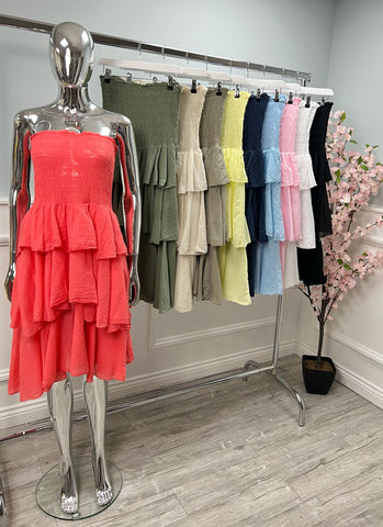 ‘Evie’ Bandeau Layered Dress