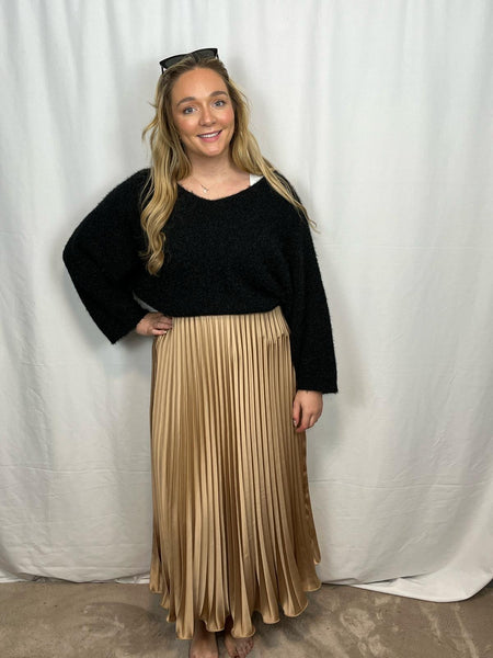 ‘Lisa’ Satin Pleated Skirt