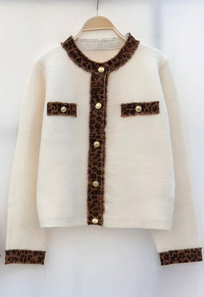 ‘Olivia’ Leopard Trim Cardigan