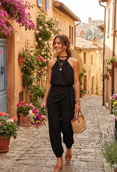 ‘Winnie’ Halter Neck Wrap Trouser Set