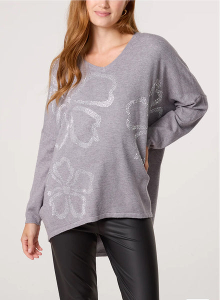 ‘Becky’ Studded Flower Jumper