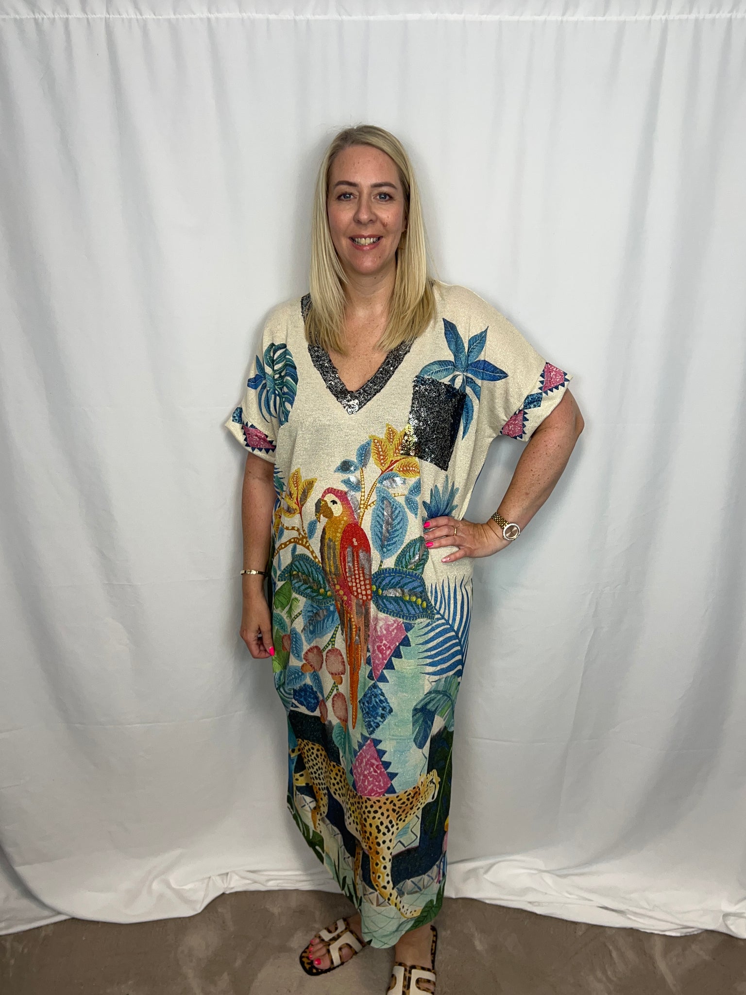 ‘Alma’ Tropical Print Dress