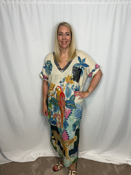 ‘Alma’ Tropical Print Dress