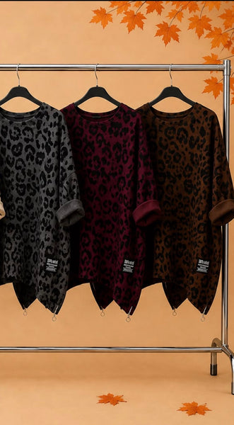 ‘Yaz’ Leopard Print Side Zip Top