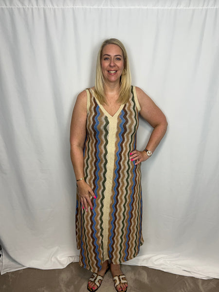 ‘Vicky’ Multicolour Zig-Zag Print Dress
