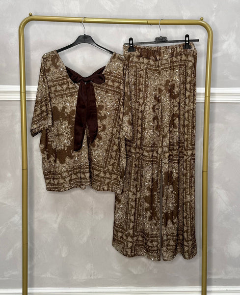 ‘Noah’ Printed Lurex Top & Trouser Set