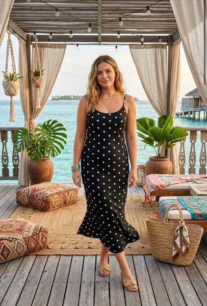 ‘Rio’ Polka Dot Side Split Dress