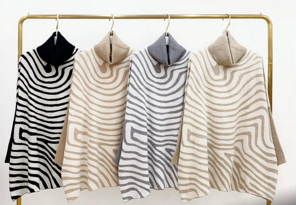 ‘Gaby’ Stripe Roll Neck Jumper