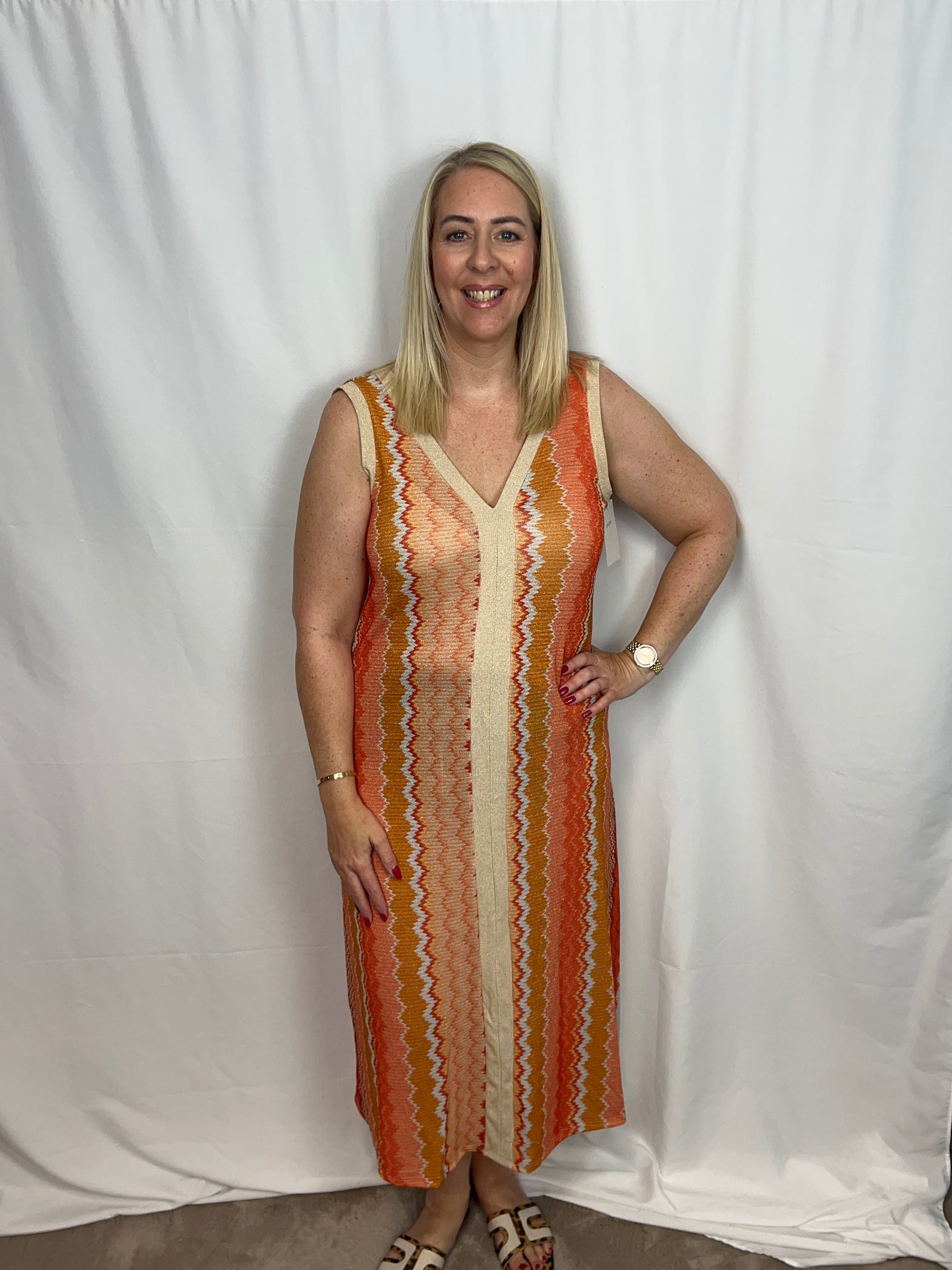 ‘Vicky’ Multicolour Zig-Zag Print Dress
