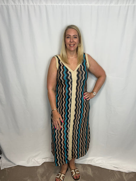 ‘Vicky’ Multicolour Zig-Zag Print Dress