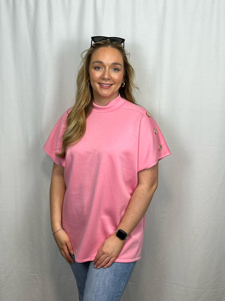 ‘Erica’ Gold Button Shoulder Top