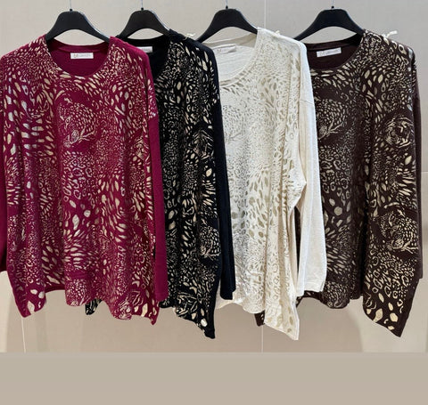 ‘Nolan’ Gold Foil Animal Print Jumper