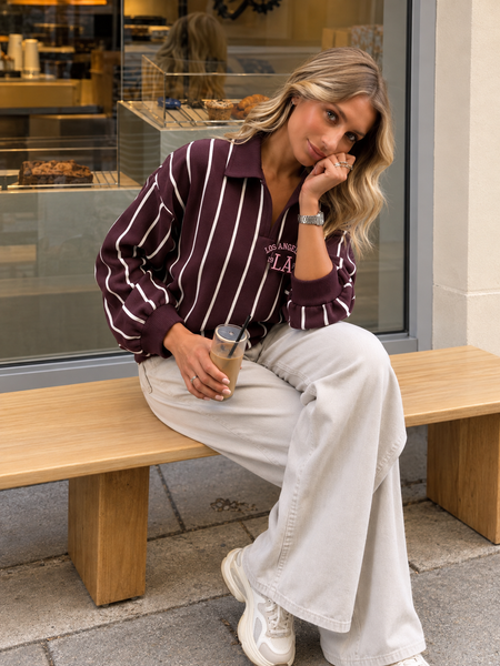 ‘Miami’ Striped V Collar Jumper
