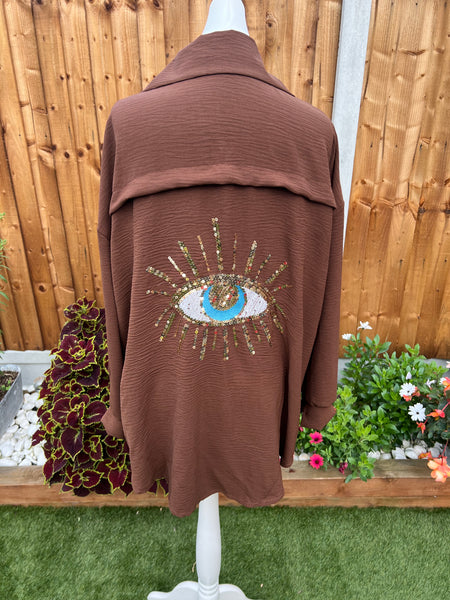 'Evil Eye' Sequin Oversized Shirt