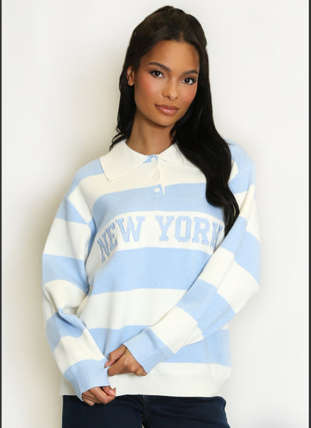 New York Striped Knitted Rugby Top