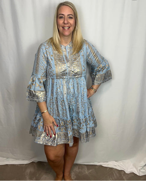 ‘Oceana’ Gold Foil Boho Dress