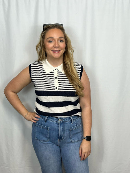 ‘Paige’ Striped Sleeveless Top