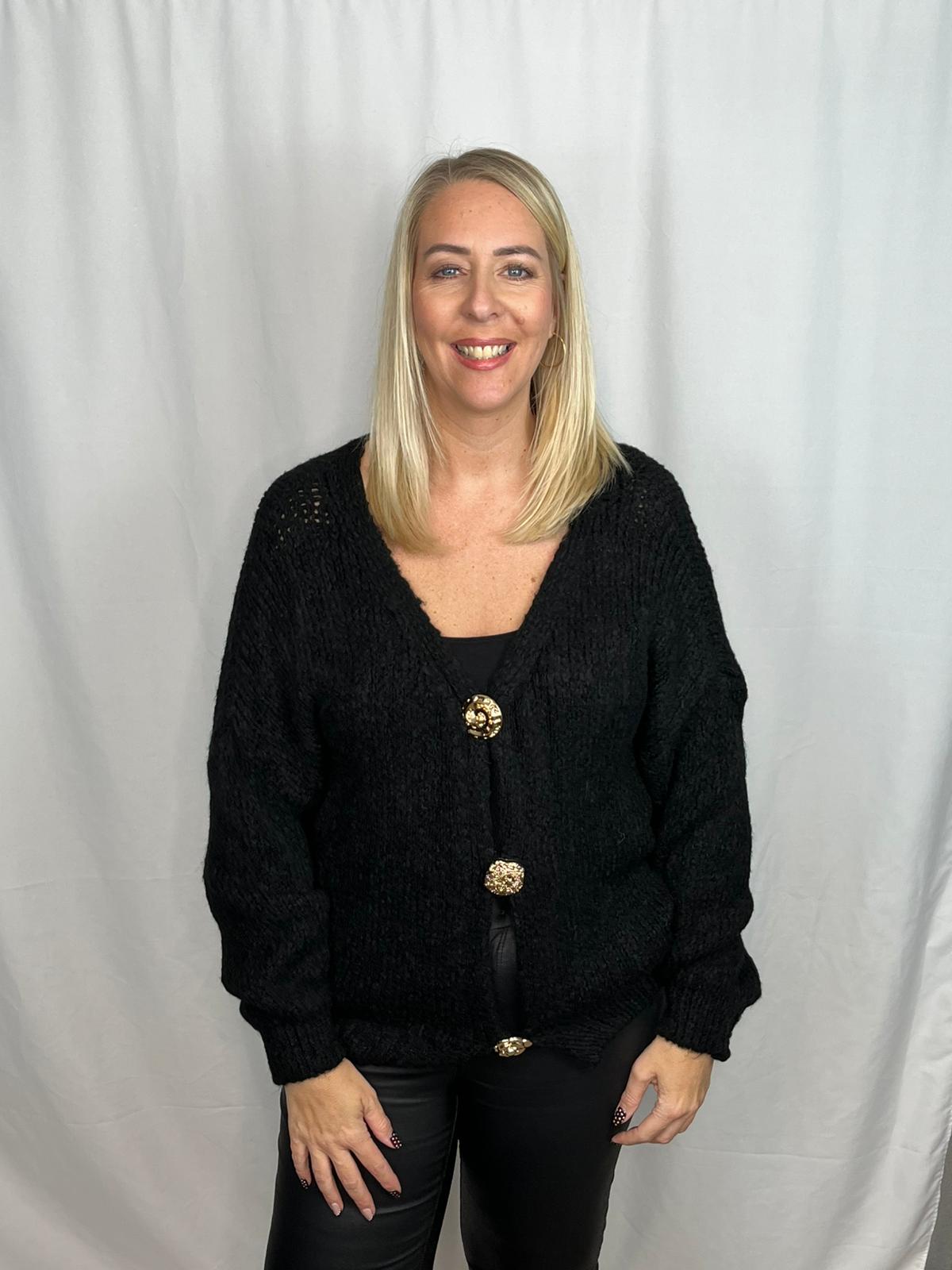 ‘Raven’ Brooch Button Cardigan