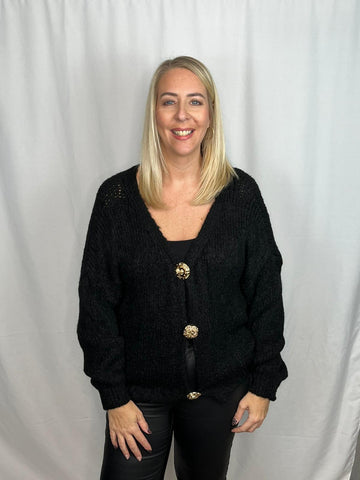 ‘Raven’ Brooch Button Cardigan