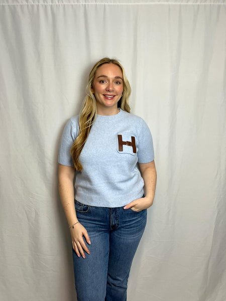 ‘Heather’ H Buckle Pocket Short Sleeve Jumper