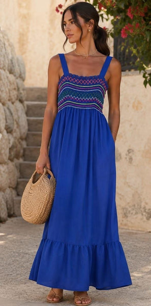 ‘Paula’ Aztec Stitch Maxi Dress
