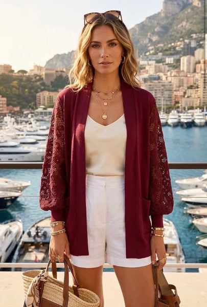 ‘Sabrina’ Lace Sleeve Cardigan