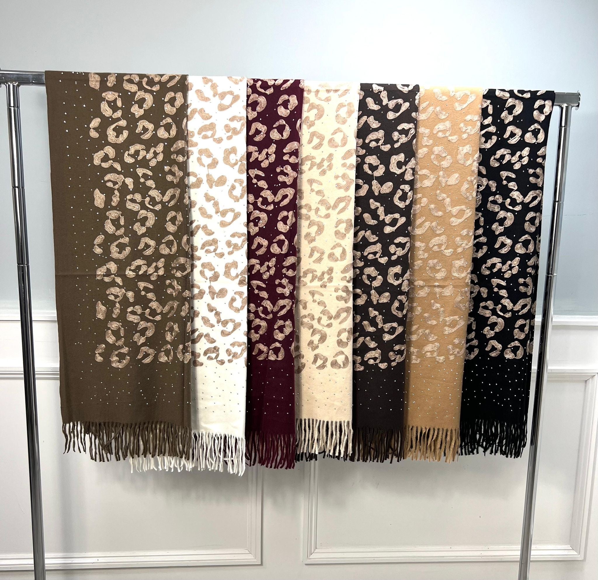 ‘Carly’ Stud Leopard Print Scarf