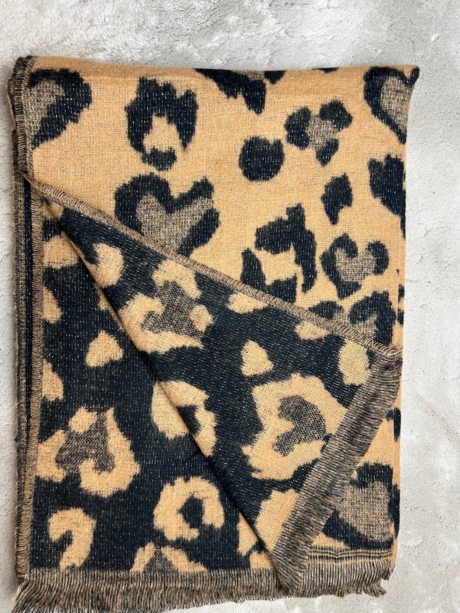 Leopard Print Brushed Scarf