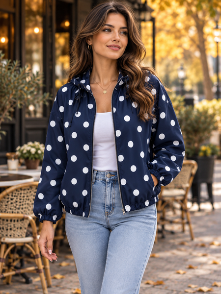 ‘Dixie’ Polka Dot Ruffle Neck Jacket