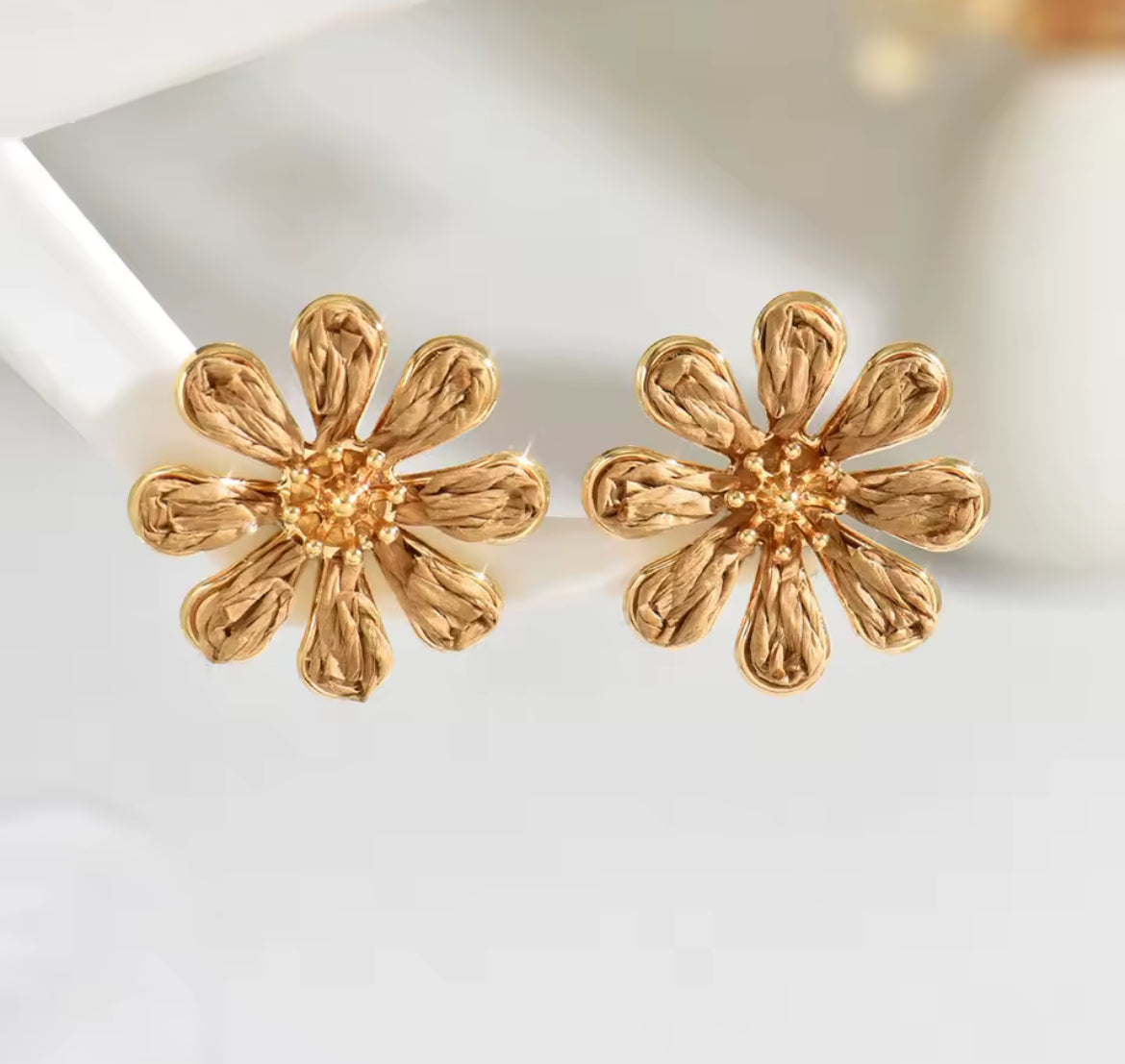 Raffia Flower Earrings