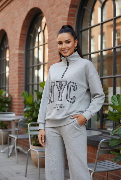 ‘Fran’ NYC Zip Up Neck Sweatshirt