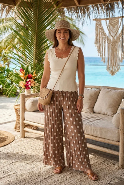 ‘Tamsin’ Pleated Polka Dot Trouser
