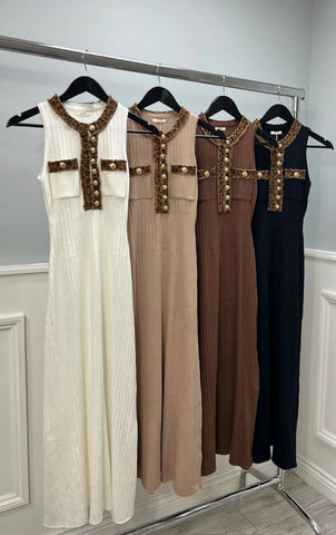 ‘Donatella’ Leopard Trim Dress