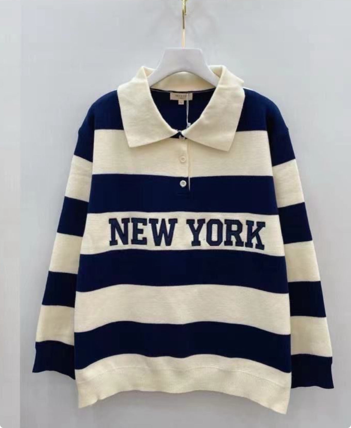 New York Striped Knitted Rugby Top