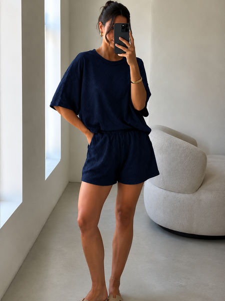 ‘Kane’ Diamond Pattern Bubble Hem Top & Short Set