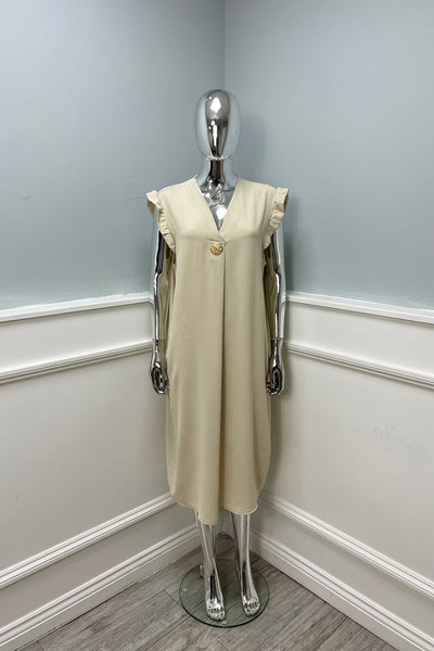 ‘Dakota’ Brooch Frill Sleeve Dress