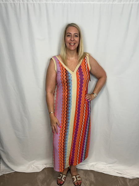 ‘Vicky’ Multicolour Zig-Zag Print Dress