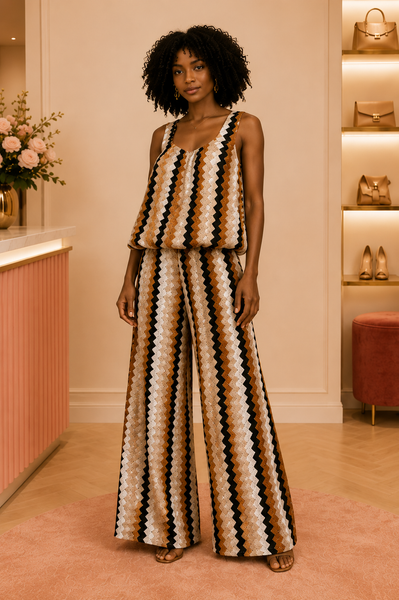 ‘Dakota’ Multi Bubble Hem Top & Trouser Set