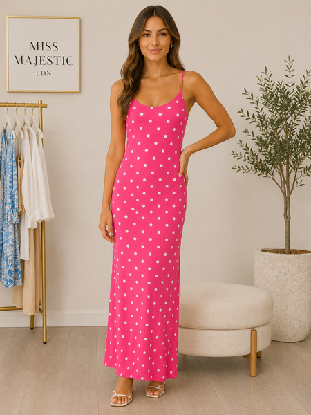 ‘Rio’ Polka Dot Side Split Dress