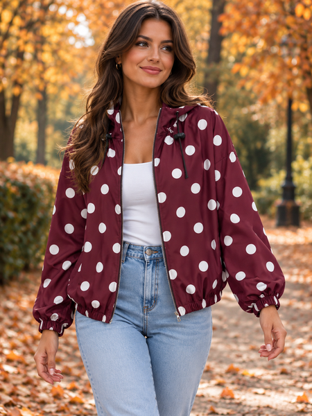 ‘Dixie’ Polka Dot Ruffle Neck Jacket