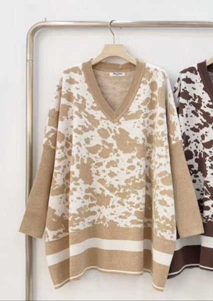 ‘Claudia’ Animal Print V-Neck Jumper