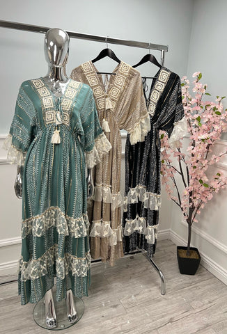 ‘Layla’ Lace Trim Boho Dress