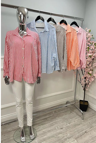 ‘Ruby’ Striped Cheesecloth Shirt